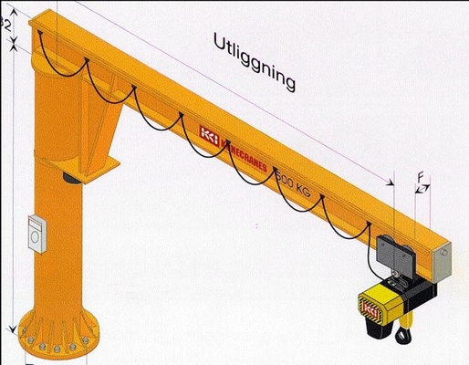 Braço fixo Jib Crane Free Standing do modilhão do comprimento da coluna 8m de 3,2 toneladas
