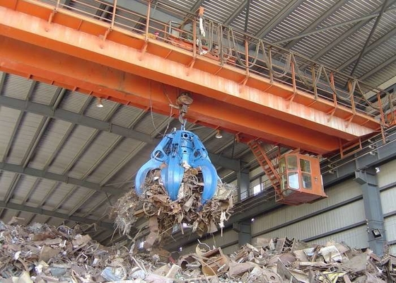 Estação de tratamento de resíduos de 20 toneladas usando ponte rolante dupla viga com caçamba de agarrar