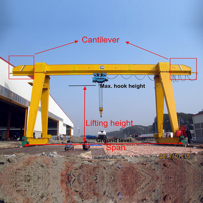 Pórtico Crane With Hoist Span de 10 Ton Electric Travelling Single Girder 16 medidores