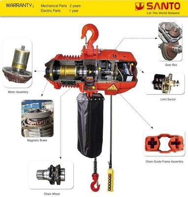 Gancho personalizado de HHBD 2 Ton Electric Chain Hoist With/trole motorizado
